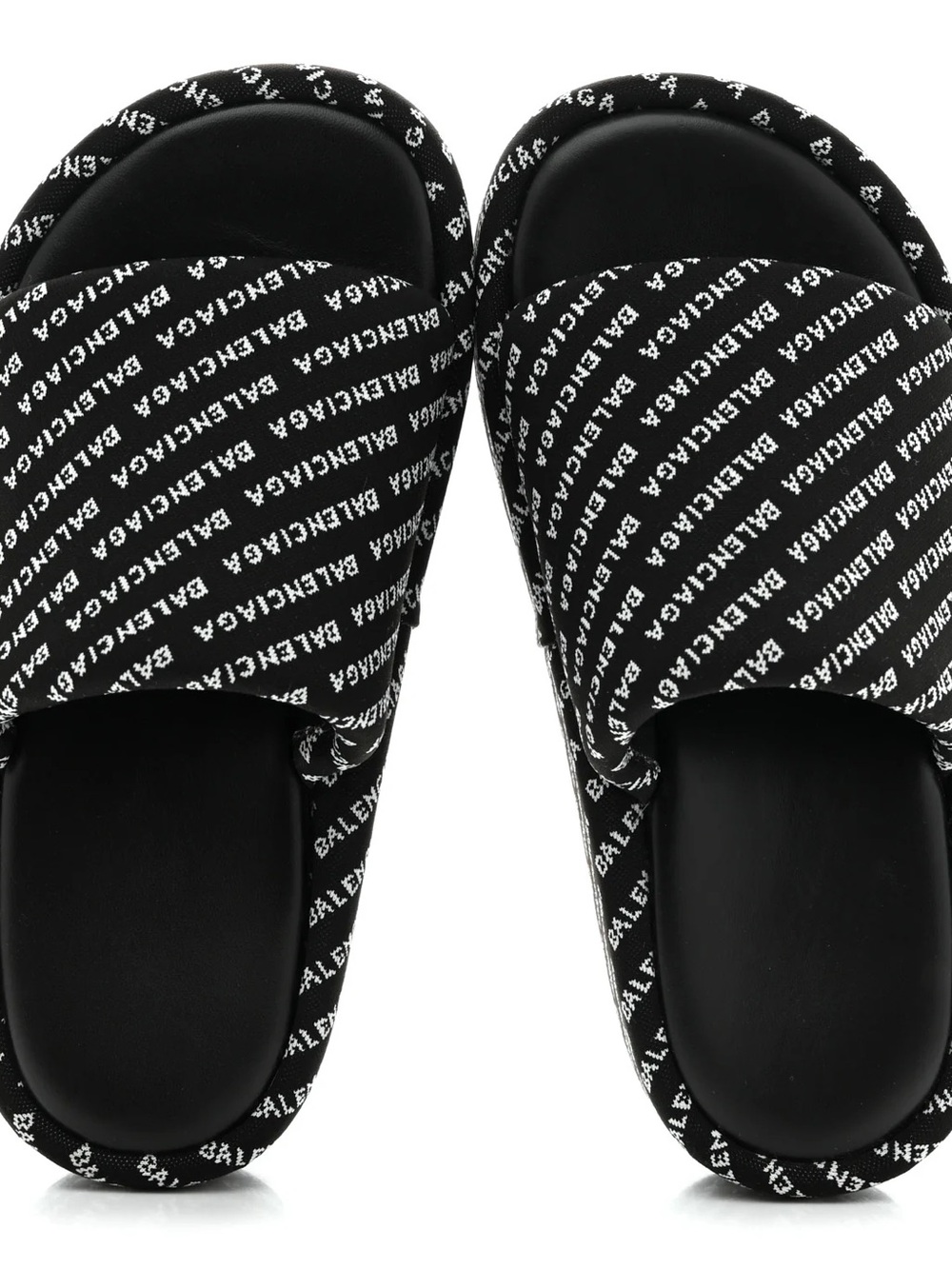 Balenciaga Black All-Over Logo Slide Sandals - Picture 2 of 3